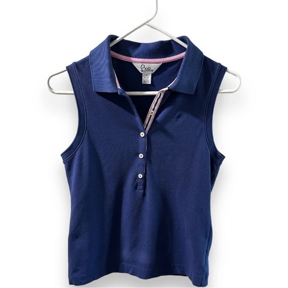 Lilly Pulitzer Vintage Navy Blue Sleeveless Polo Size Small